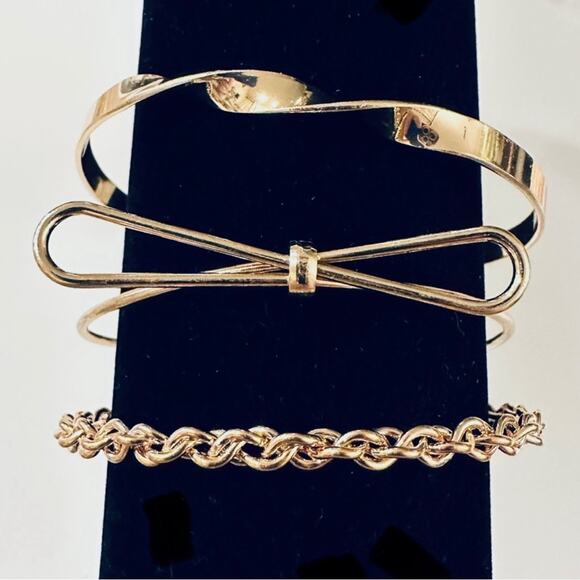 Gold Stack of 3 Bracelets - Picture 1 of 1